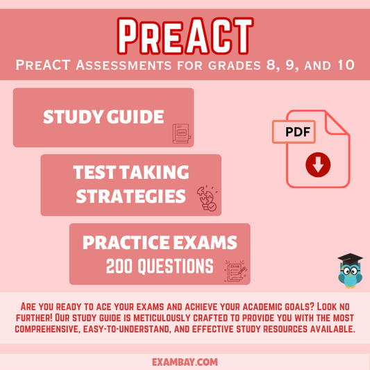 PreACT Study Guide 2025-2026: Detailed Content Review of English, Math, Reading, Science & Writing Section, Exam Tips and 2 Practice Tests